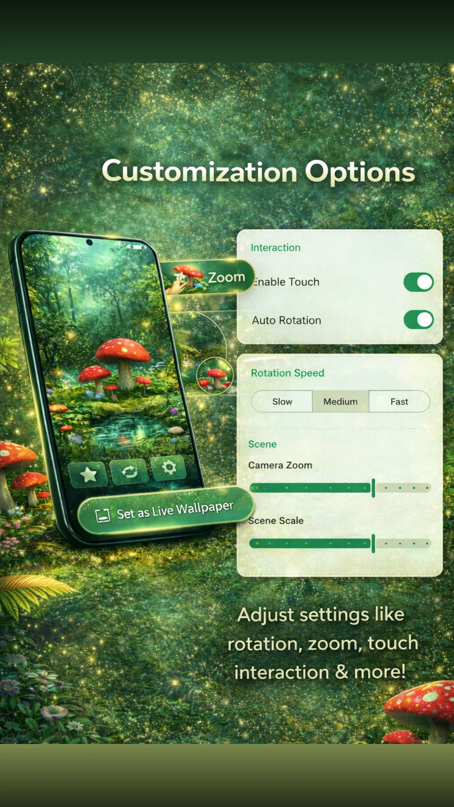 3D Mushroom Live Wallpaper HD screenshot