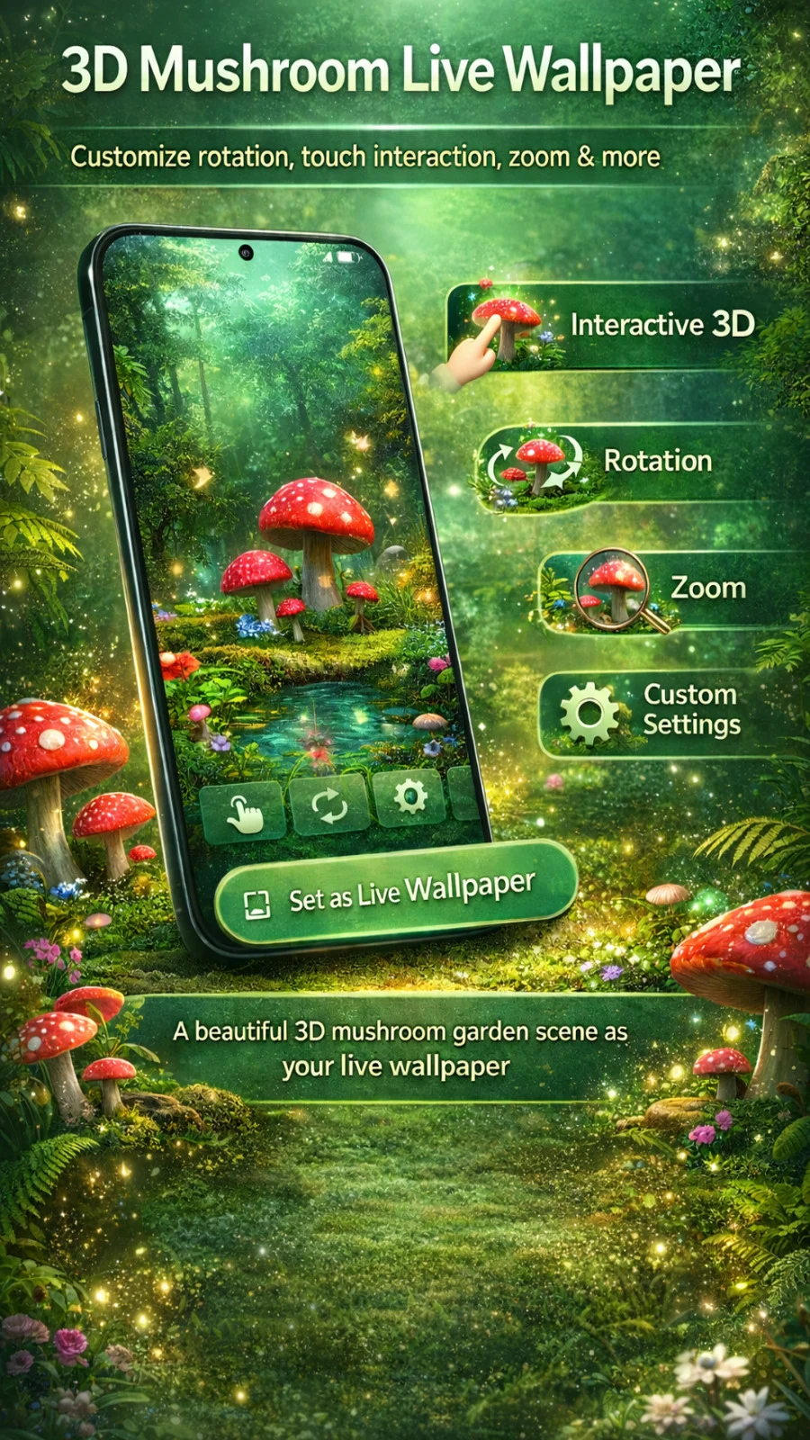 3D Mushroom Live Wallpaper HD screenshot