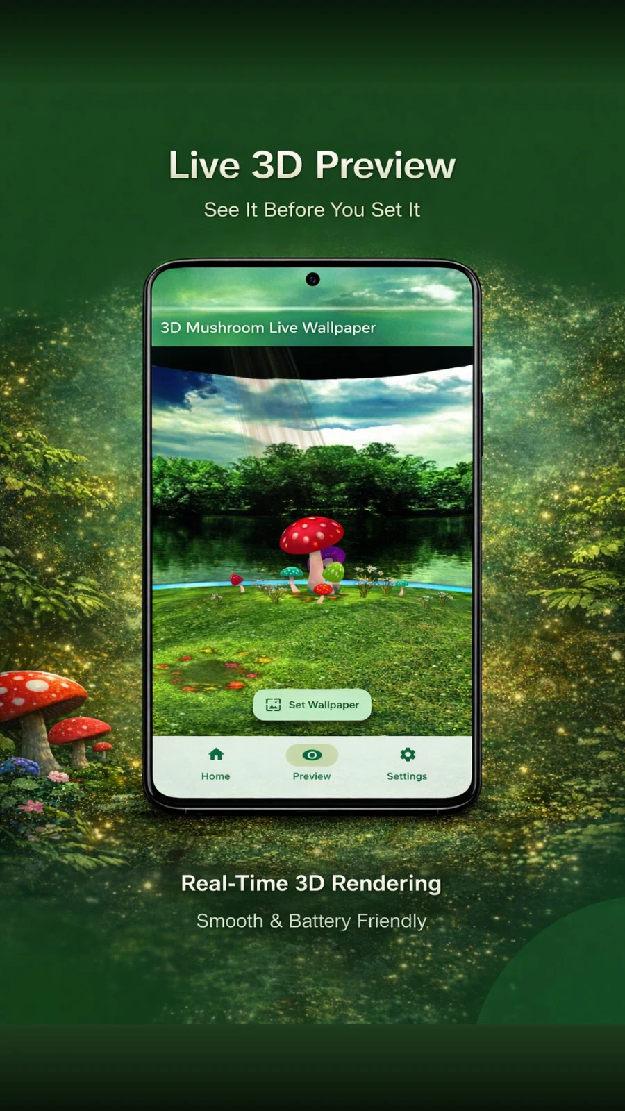 3D Mushroom Live Wallpaper HD screenshot